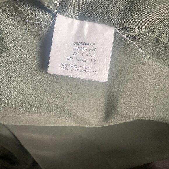 VINTAGE - Muted Olive Green Wool Blazer - Shoulder padded - Picture 6 of 7
